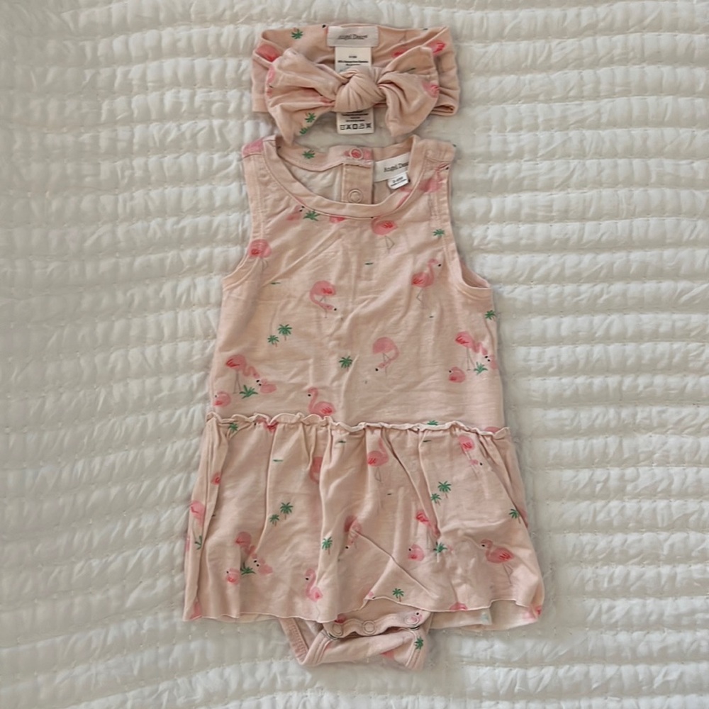 Angel dear ruffle skirt one piece outfit